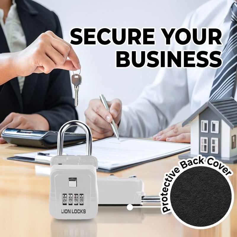 Lion Locks صندوق قفل مفتاح Lion Locks 1500 مع رمز، صندوق قفل للمفاتيح في الهواء الطلق، صندوق قفل السمسار للإيجارات قصيرة المدى، يحمل 5 مفاتيح (12 حزمة، أبيض) - Image 5